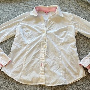 Lilly Pulitzer 100% Cotton White Button Down Blouse
